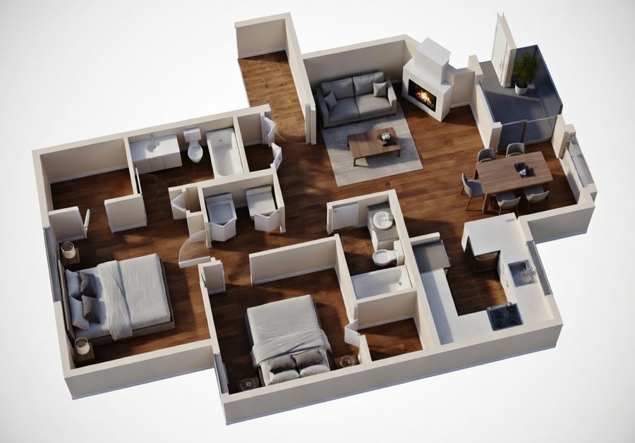 Two Bedroom · Two Bath floor plan